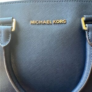 Michael Kors Blue Shoulder Bag with Gold Hardware- USED
